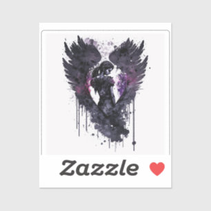 Sticker Ange foncé Valentine avec ailes foncées