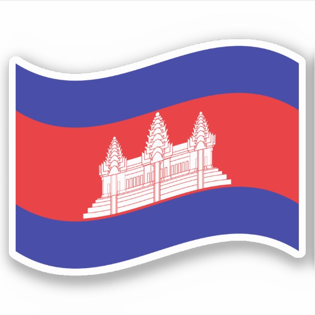 Sticker Angkor Vat Drapeau Cambodgien Vague (Devant)