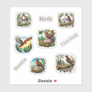 Sticker animal adorable aux oiseaux mignons