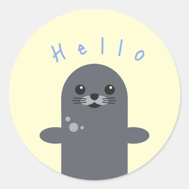 Sticker animal aquatique de phoque mignonne Hello (Devant)