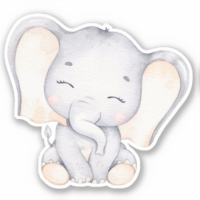 Sticker animal petit éléphant mignon (Devant)