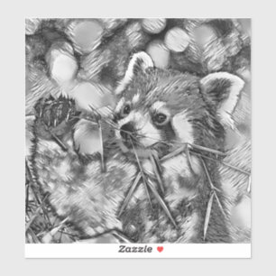 Sticker AnimalArtBW_RedPanda_001