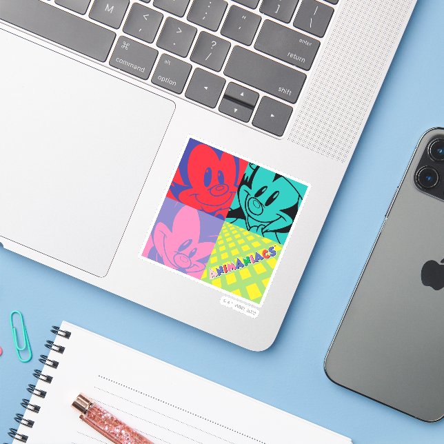 Sticker Animaniacs | Warner Siblings Pop Art Graphic (Ordinateur portable avec iPhone)