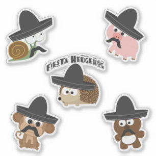 Sticker Animaux drôles de fiesta avec des sombreros et de