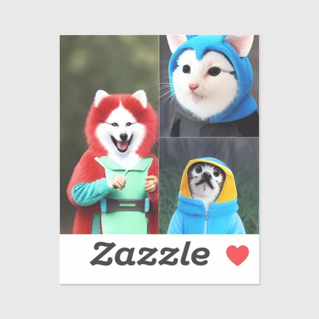 Sticker Animaux heureux en costumes amusants #1 (Feuille)