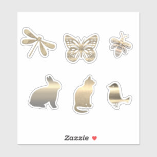 Sticker Animaux Insectes Dorés Mignons