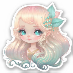 Sticker Anime Girl blond et poils roses