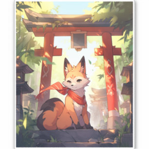Sticker Anime Kitsune Cute Fox Imaginaire Art