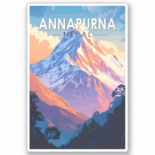 Sticker Annapurna Nepal Travel Art Vintage