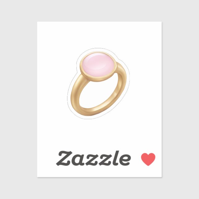 Sticker Anneau or avec Gem rose Emoji Art (Feuille)