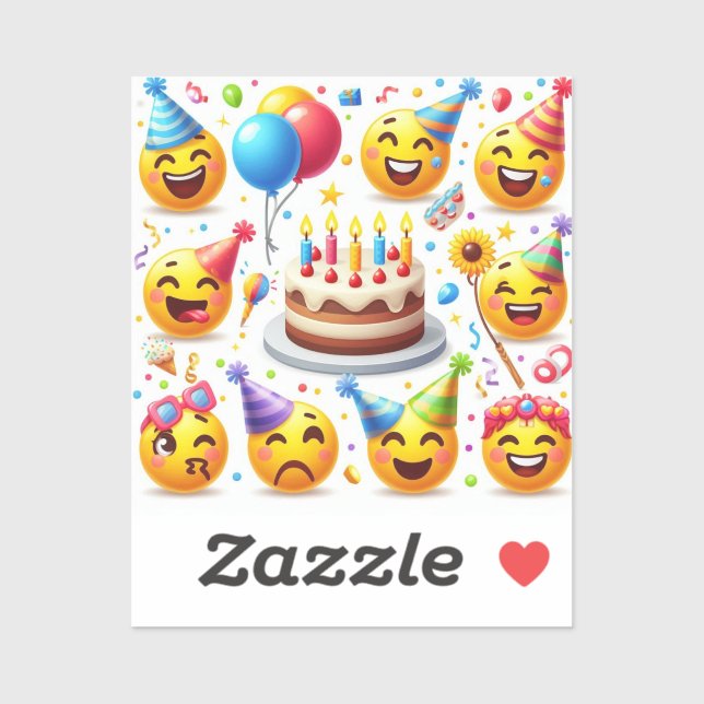 Sticker Anniversaire Célébration Emoji Set" (Feuille)