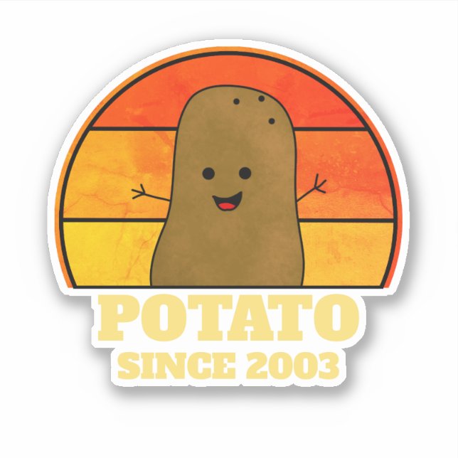 Sticker Anniversaire de la pomme de terre rétro (Devant)