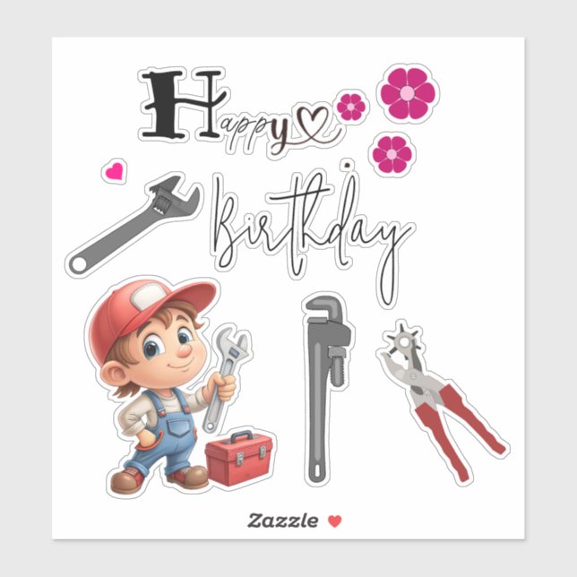 Sticker Anniversaire du plombier (Feuille)