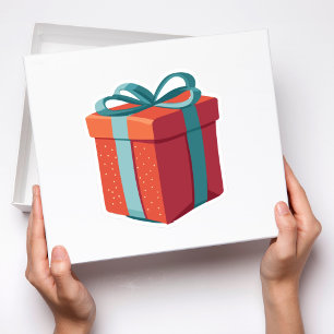 Sticker Anniversaire présent avec bleu Bow