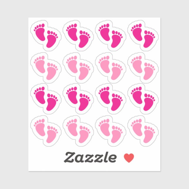 Sticker Annonce de naissance Empreinte de bébé fille rose  (Feuille)