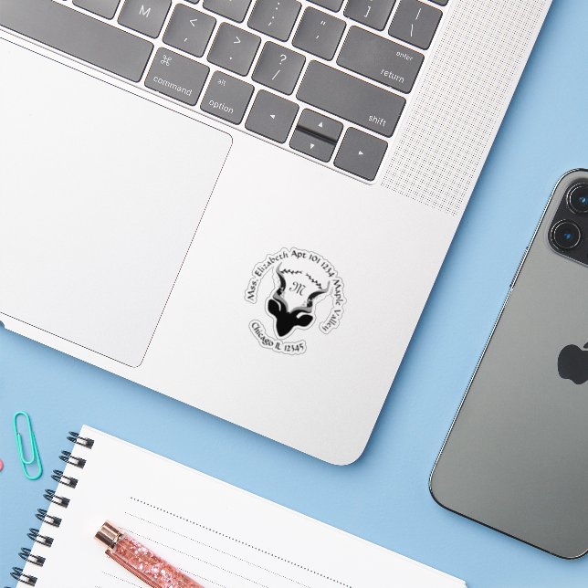 Sticker Antelope Nom Adresse de retour Sticke rond classiq (Ordinateur portable avec iPhone)