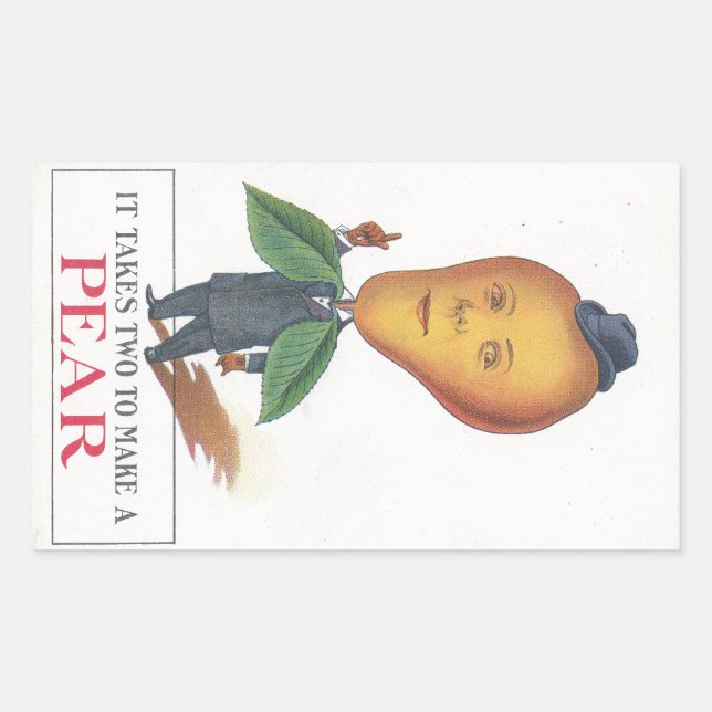 Sticker Antique Antrhopomorphes Fruit Pear Man Pun (Devant)