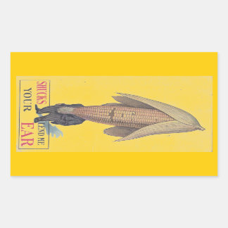Sticker Antique Antrhopomorphic Veggie Corn Pun
