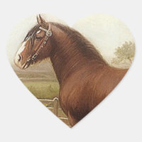 Sticker Antique Bay Clydesdale Draught Horse Parad
