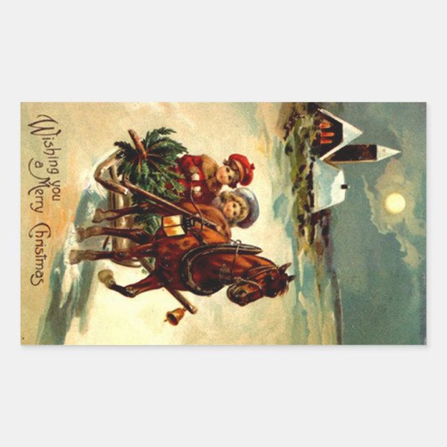 Sticker Antique Noël Gr One Horse Open Sleigh (Devant)