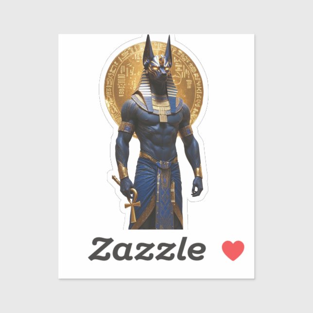 Sticker Anubis the Protector – Full Body with Ankh (Feuille)