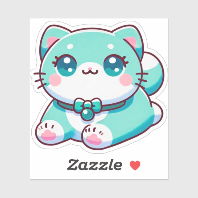 Sticker Aphmau Kim, YT, Meemeows, Chat mignon, Cyan, Stick (Feuille)