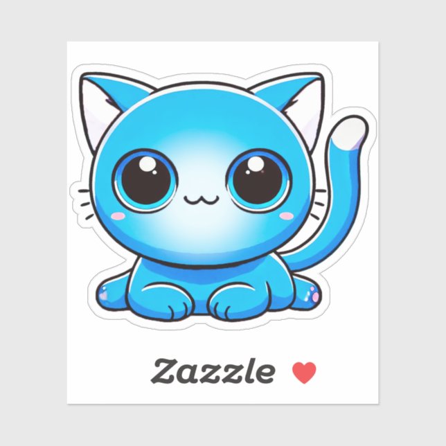 Sticker Aphmau, Pierce, Meemeows, Chat mignon, Bleu, Stick (Feuille)