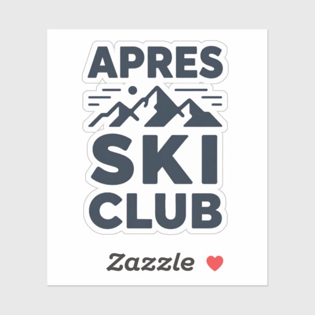 Sticker Apres Ski Club Mountain Logo - Custom Mens Winter  (Feuille)