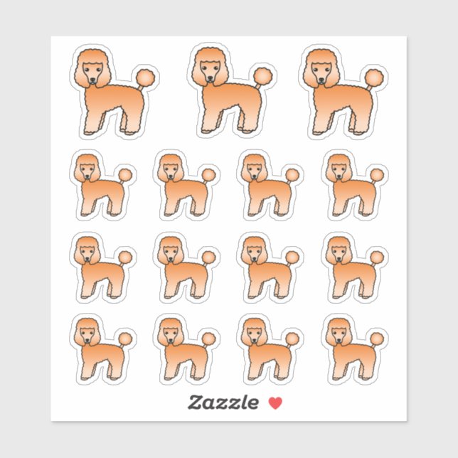 Sticker Apricot Toy Poodle mignon Dogs de dessin (Feuille)