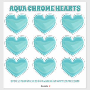 Sticker Aqua Chrome Coeurs