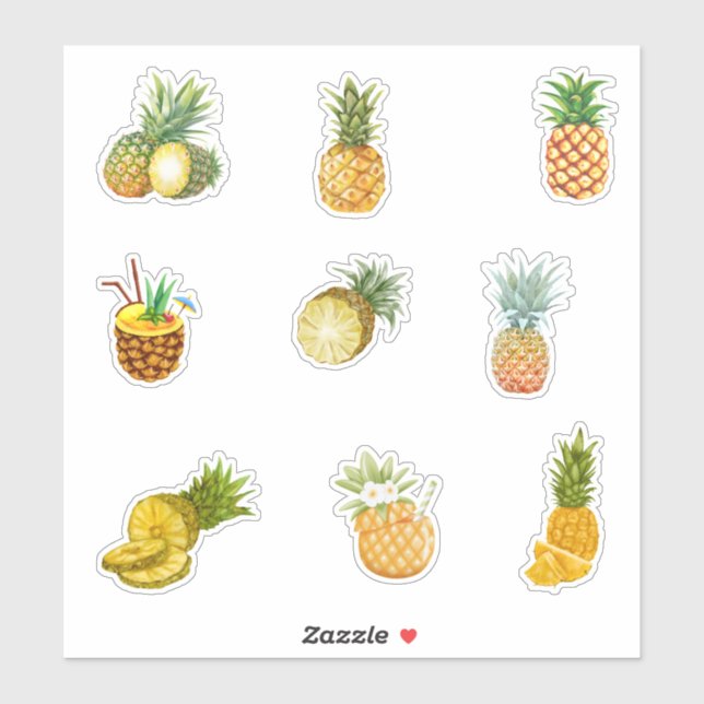 Sticker Aquarelle Ananas (Feuille)