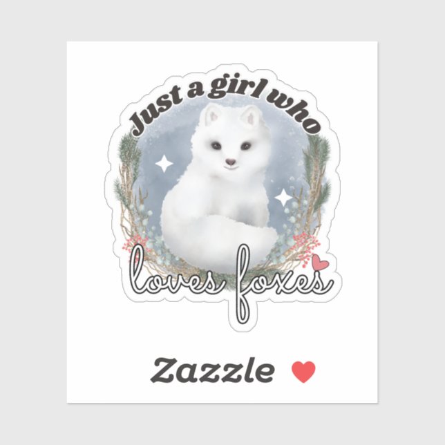 Sticker Aquarelle Arctic Fox-Juste une fille qui aime le r (Feuille)