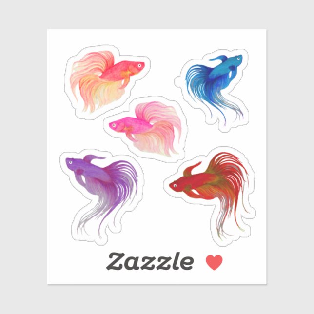 Sticker Aquarelle Betta Fish (Feuille)