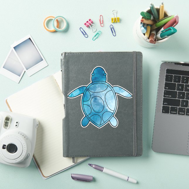 Sticker Aquarelle bleue de la tortue marine (Couverture iPad)