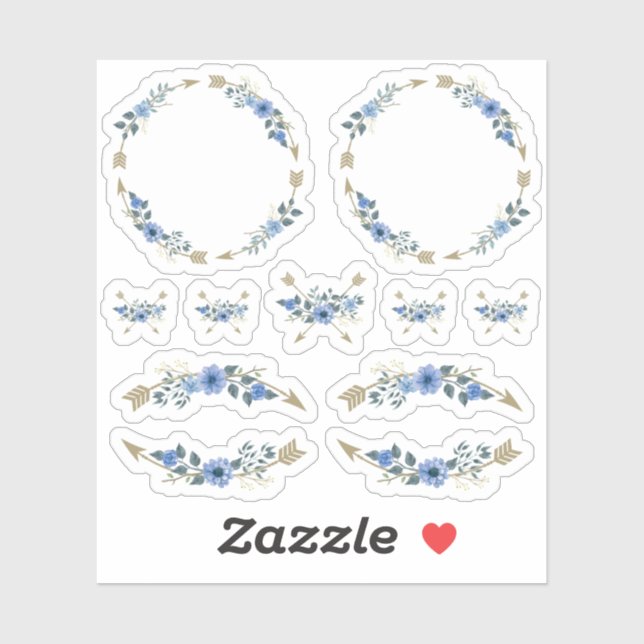 Sticker Aquarelle bohème rustique Flore Flèches Wreath (Feuille)
