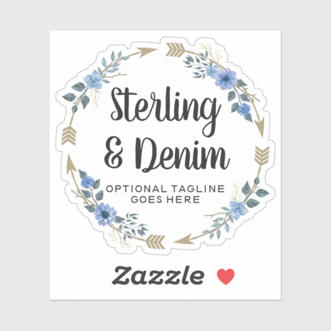 Sticker Aquarelle bohème rustique Flore Flore Flèches Nom  (Feuille)