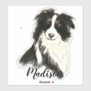 Sticker Aquarelle Bordure Collie Chien Animaux Animaux Nat