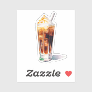 Sticker Aquarelle Café glacé avec Cocktail de crème Boisso