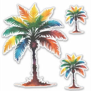 Sticker Aquarelle colorée Palmiers