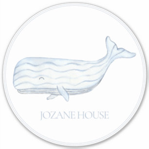 Sticker Aquarelle côtière Baleine bleue Personnalisée