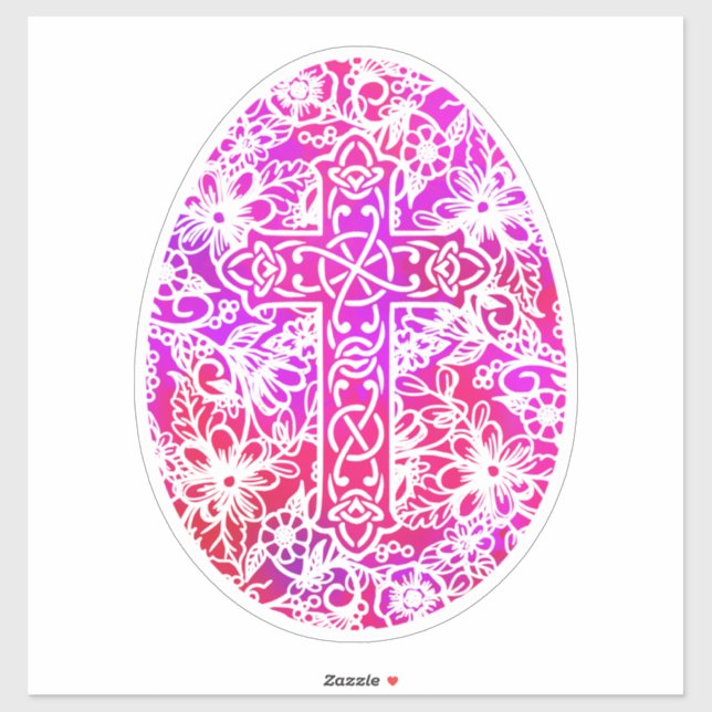 Sticker Aquarelle croix d'oeufs de Pâques (Feuille)