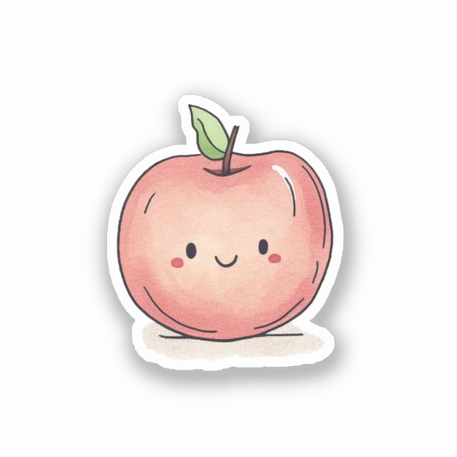 Sticker Aquarelle Cute Chibi Apple (Recto)