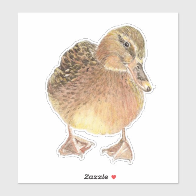 Sticker Aquarelle Cute Petite ferme Animal Canard Oiseau (Feuille)
