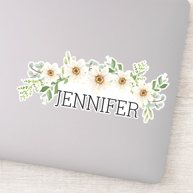 Sticker Aquarelle Daisées Florales Nom du monogramme (Détail)