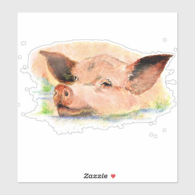 Sticker Aquarelle de ferme Pièce d'art animal (Feuille)