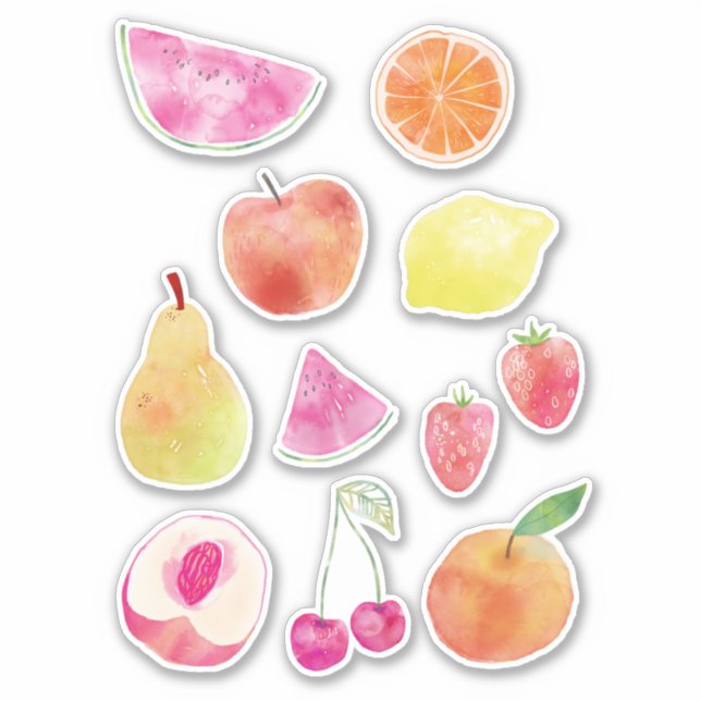 Sticker Aquarelle de fruits frais (Devant)