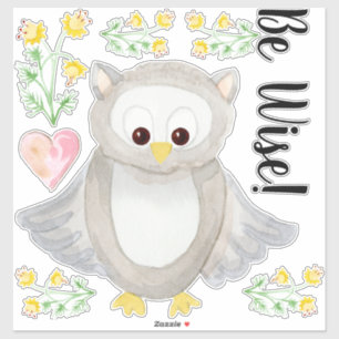 Sticker Aquarelle de la Chouette des bois Soyez sage