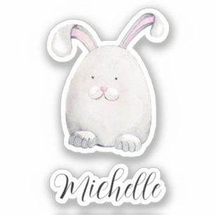 Sticker Aquarelle de lapin mignonne Illustration peinte à 