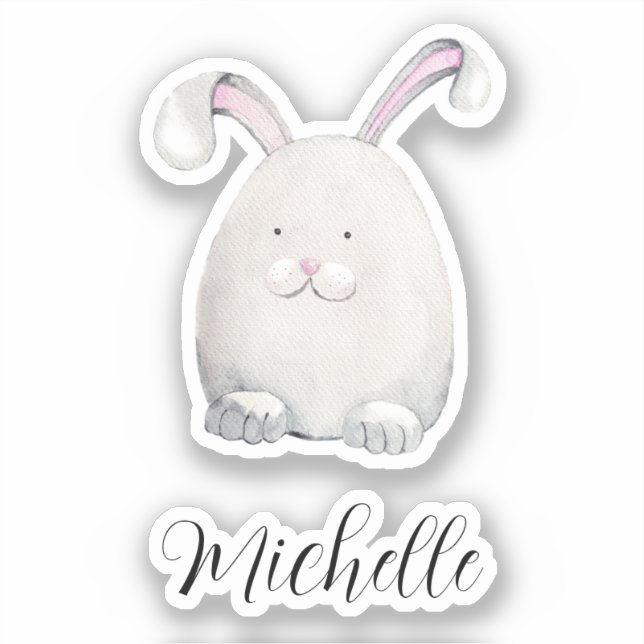 Sticker Aquarelle de lapin mignonne Illustration peinte à  (Recto)