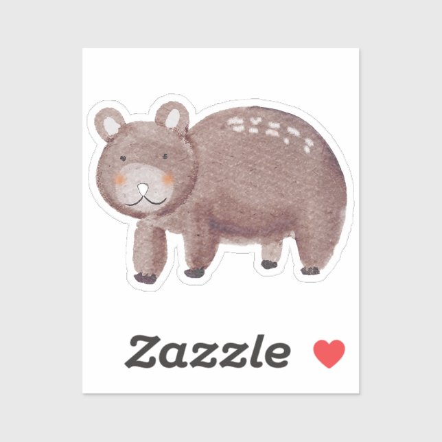 Sticker Aquarelle de l'ours des bois (Feuille)